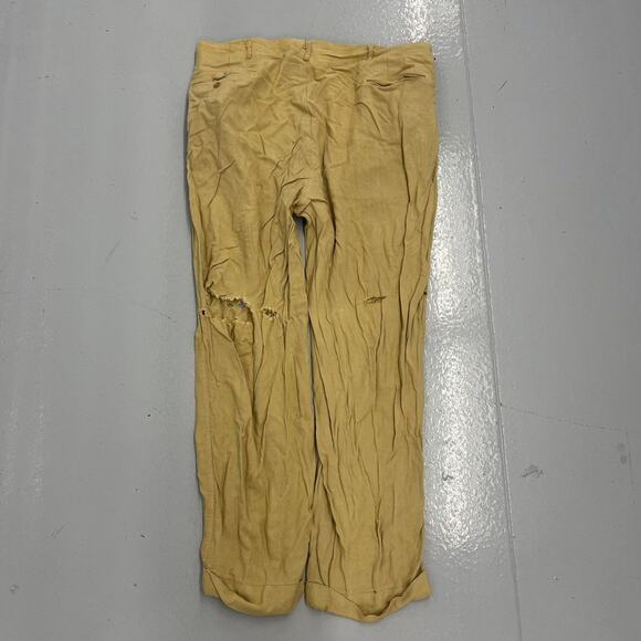 Vintage 50s Chico Slack Tan Rayon Pattern Trousers 36x29 - Picture 3 of 6